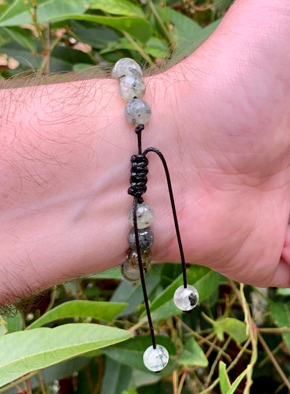 Rohes Prehnit-Stein-Armband für Männer