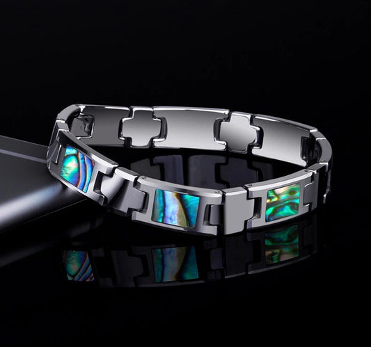 Abalone Shell Men's Bracelet in Tungsten