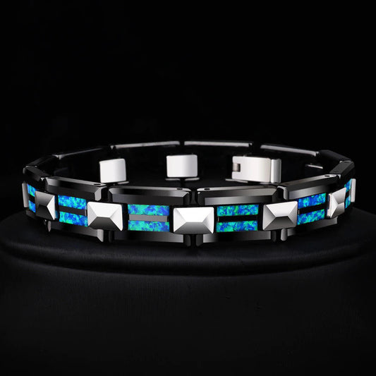 Bracelet Opale Bleu Feu pour Homme