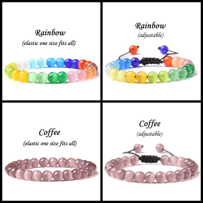Bracelet œil de chat en cristal bleu glace