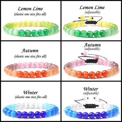 Bracelet œil de chat en cristal bleu glace