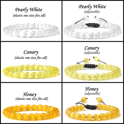 Bracelet œil de chat en cristal bleu glace