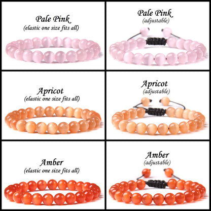 Bracelet œil de chat en cristal bleu glace