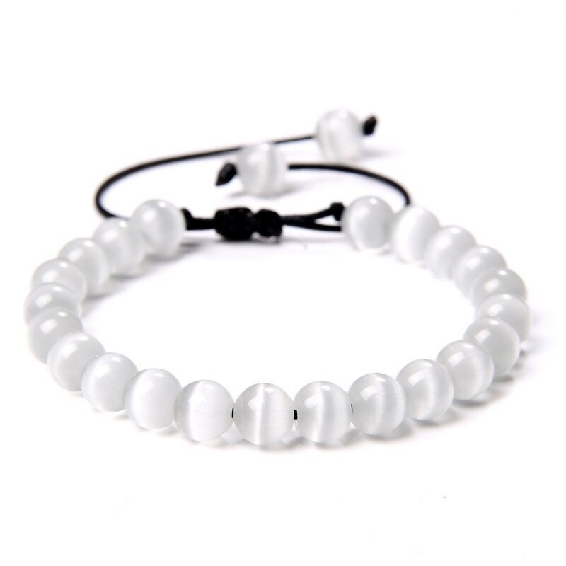 Bracelet Oeil de Chat Blanc Brillant