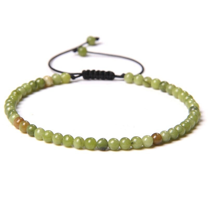 Green Jade Nephrite Bracelet on Adjustable Rope 4mm