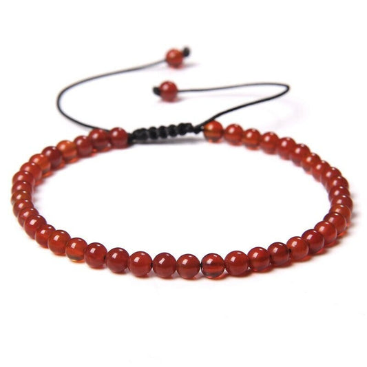 Bracelet Pierre de Guerrier Agate Rouge sur Corde 4mm