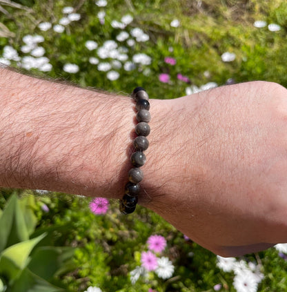 Bracelet obsidienne argenté