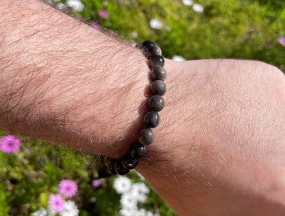 Bracelet obsidienne argenté