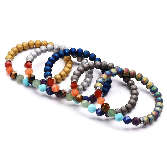 Bracelet Chakra Arc-en-Ciel à Facettes