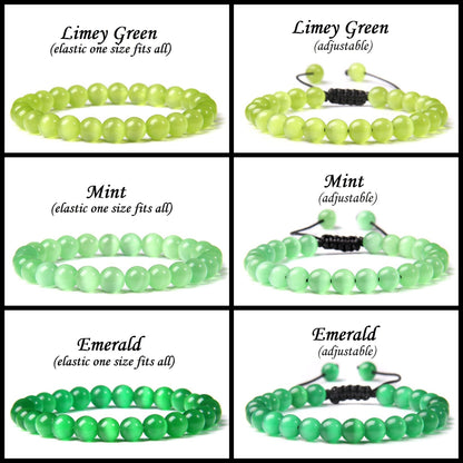 Bracelet œil de chat en cristal bleu glace