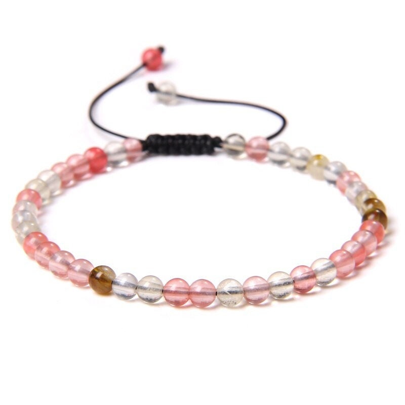 Watermelon Tourmaline Bracelet on Adjustable Rope 4mm