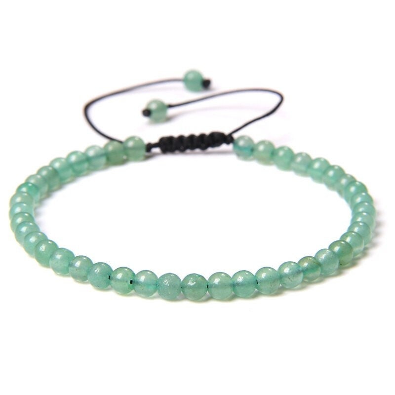 Bracelet Aventurine Verte sur Corde Ajustable 4mm