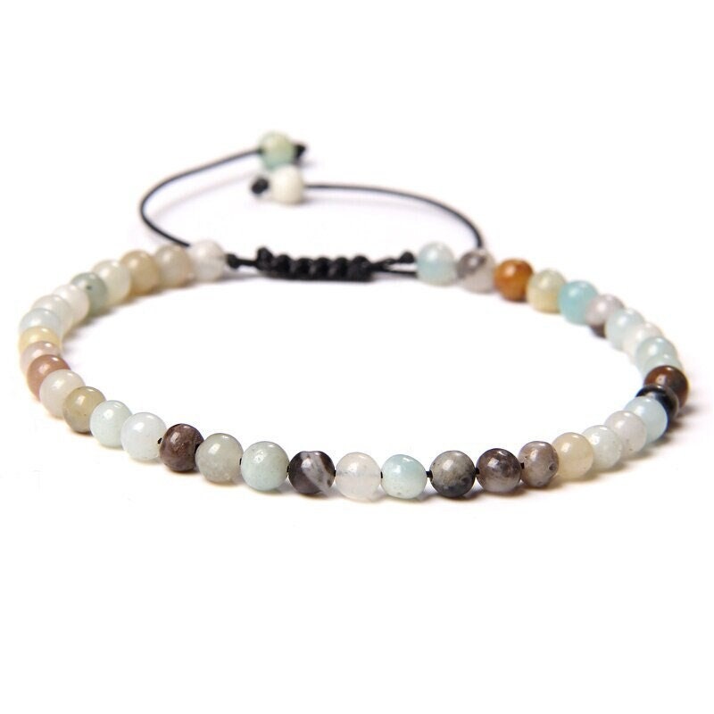 Bracelet Amazonite sur Corde Ajustable 4mm