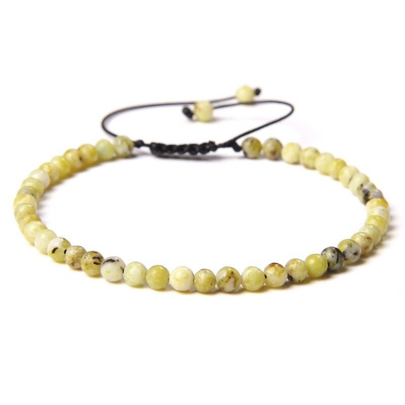 Bracelet Turquoise Jaune sur Corde Ajustable 4mm