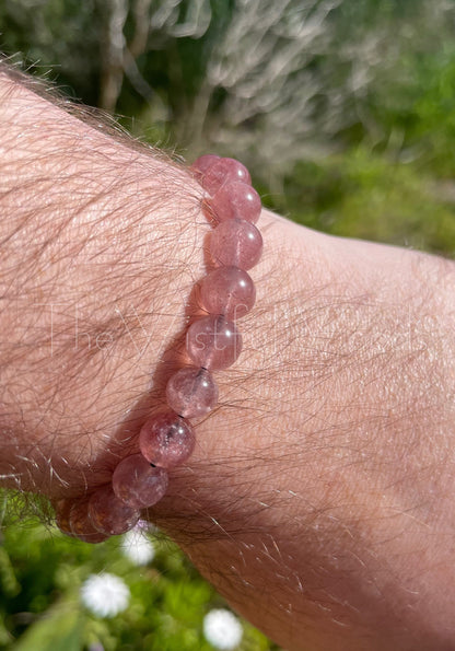 Pink Strawberry Quartz Bracelet