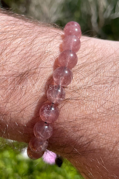 Pink Strawberry Quartz Bracelet