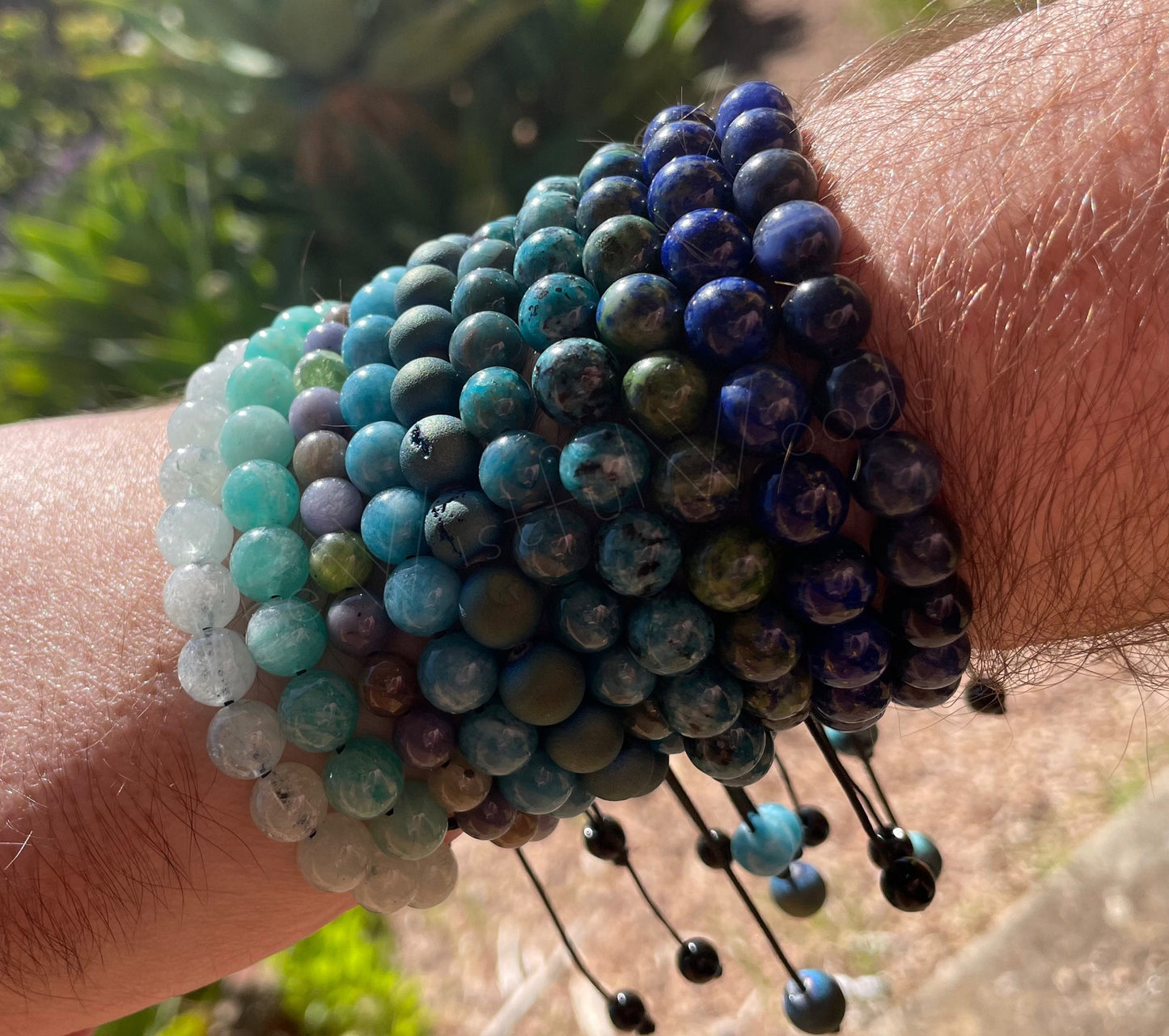 Bracelets de pierres précieuses bleues naturelles