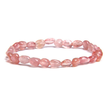 Sparkly Strawberry Quartz Elastic Bracelet