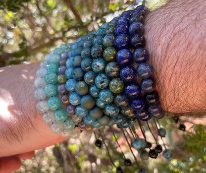 Bracelets de pierres précieuses bleues naturelles