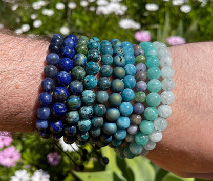 Bracelets de pierres précieuses bleues naturelles