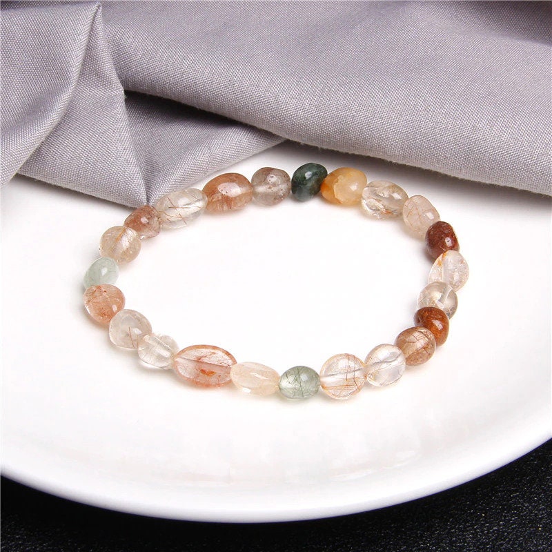 Sparkly Strawberry Quartz Elastic Bracelet