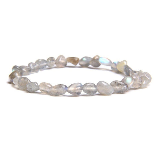 Bracelet en pierre de labradorite roulée