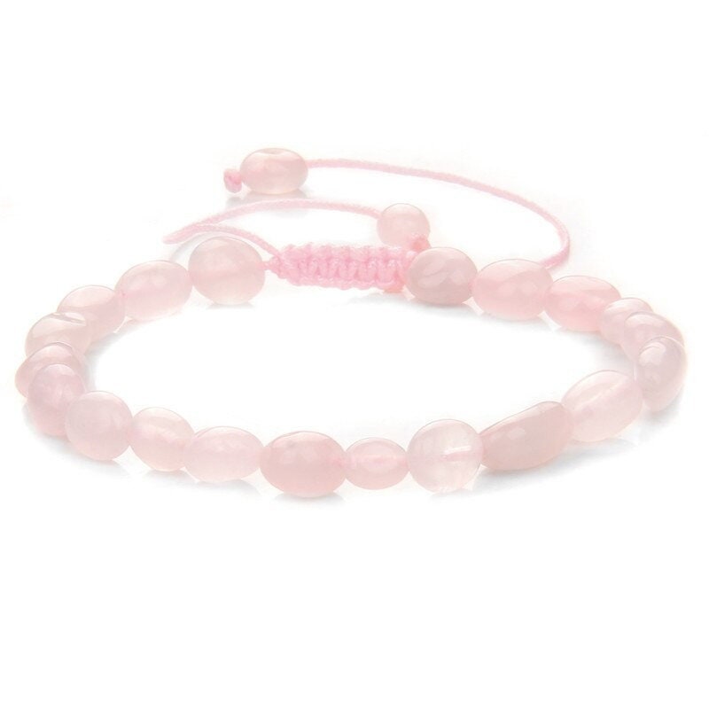 Armband aus getrommeltem rosa Rosenquarz