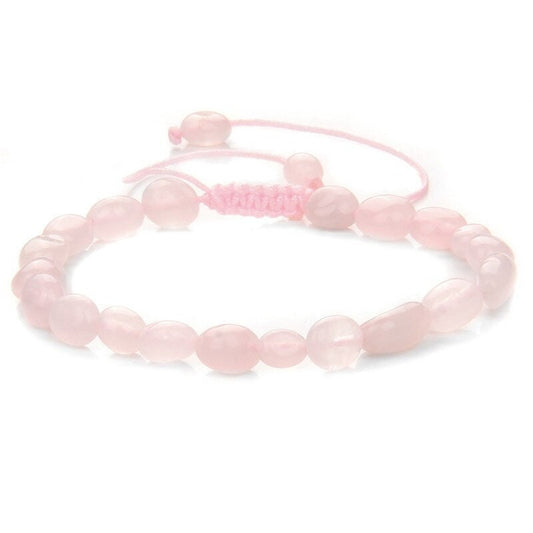 Bracelet en quartz rose roulé