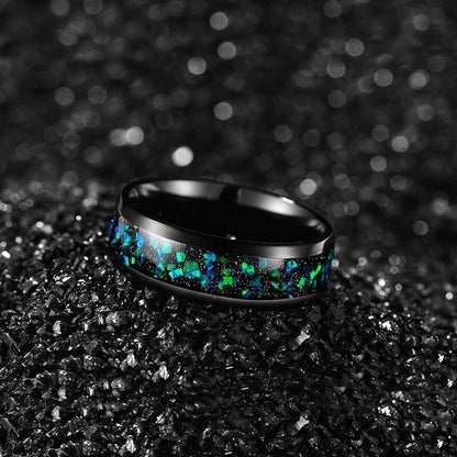 Opal Galaxy Wedding Ring Set with Crushed Opal