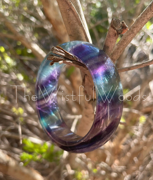 Superbe bracelet en pierre solide de fluorite arc-en-ciel