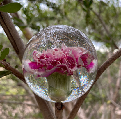 Pink Carnation Flower Resin Paperweight