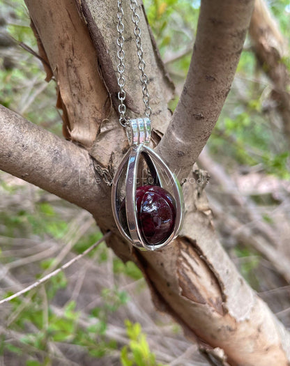 Blood Garnet Crystal Ball Necklace