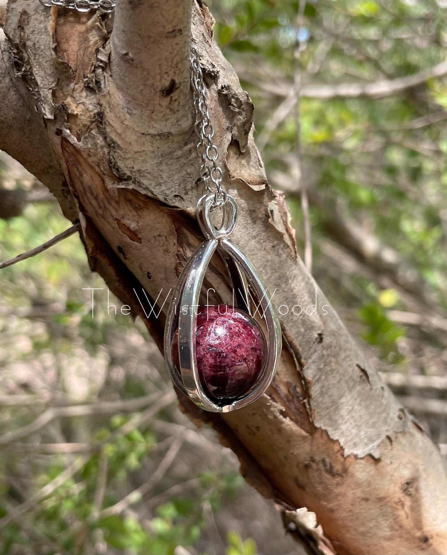 Blood Garnet Crystal Ball Necklace