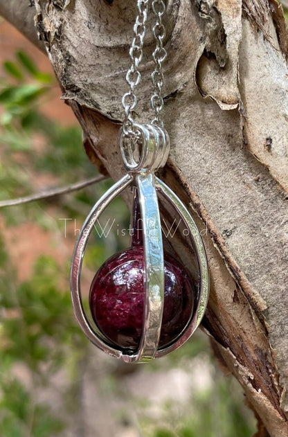 Blood Garnet Crystal Ball Necklace