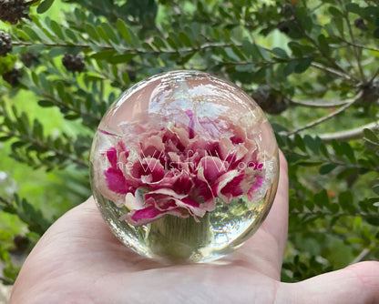 Pink Carnation Flower Resin Paperweight