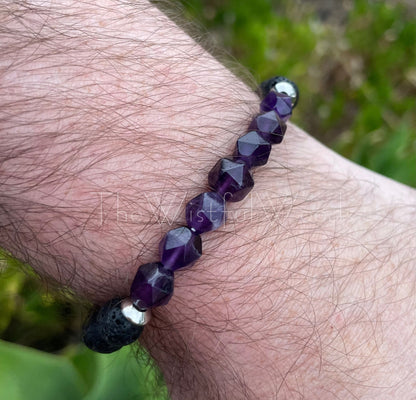 Bracelet améthyste à facettes (pierre de naissance de février)