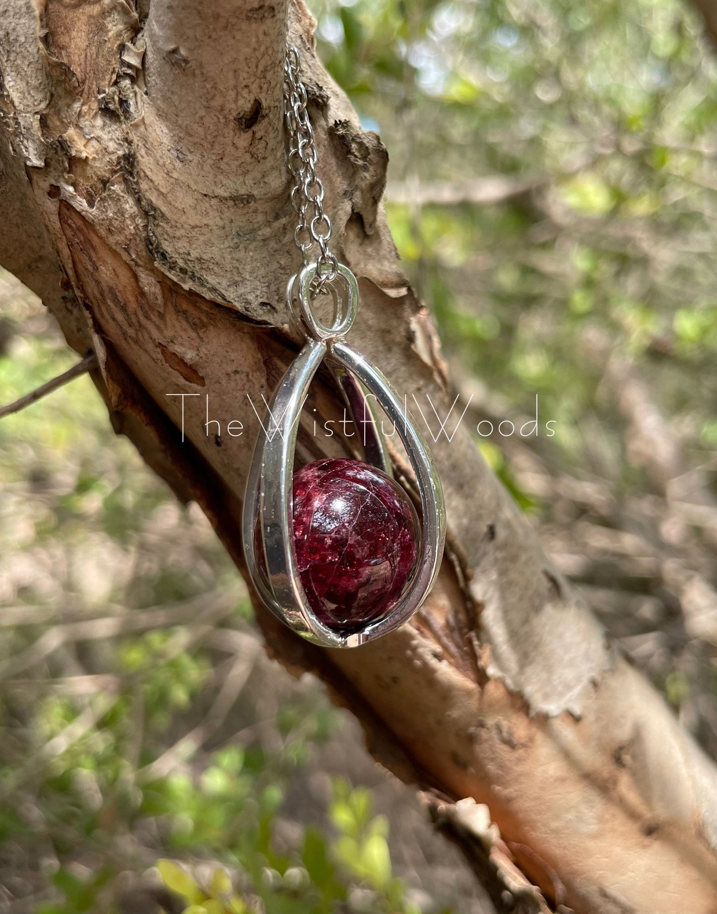 Blood Garnet Crystal Ball Necklace