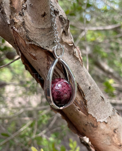 Blood Garnet Crystal Ball Necklace