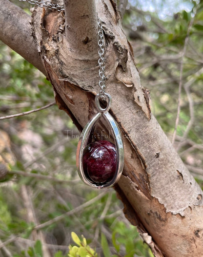 Blood Garnet Crystal Ball Necklace