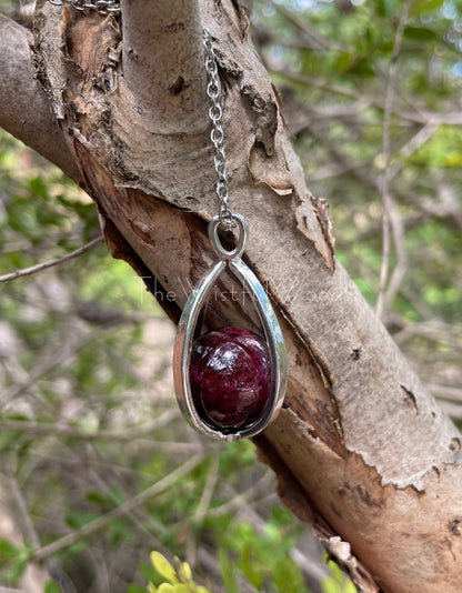 Blood Garnet Crystal Ball Necklace