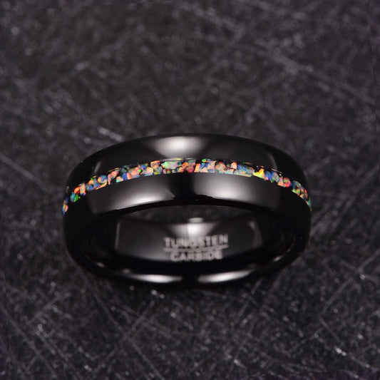 Black Opal Wedding Ring for Husband