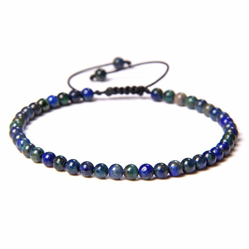 Pfauen-Lapislazuli-Armband an verstellbarem Seil 4 mm