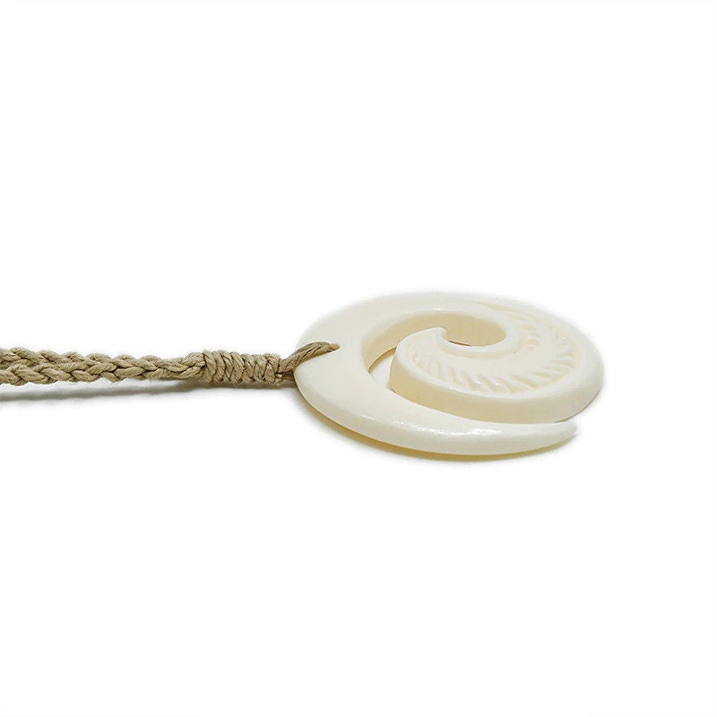 Bone Koru Spiral Carved Bone Pendant