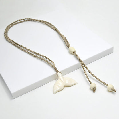 Whale Tail Carved Bone Pendant