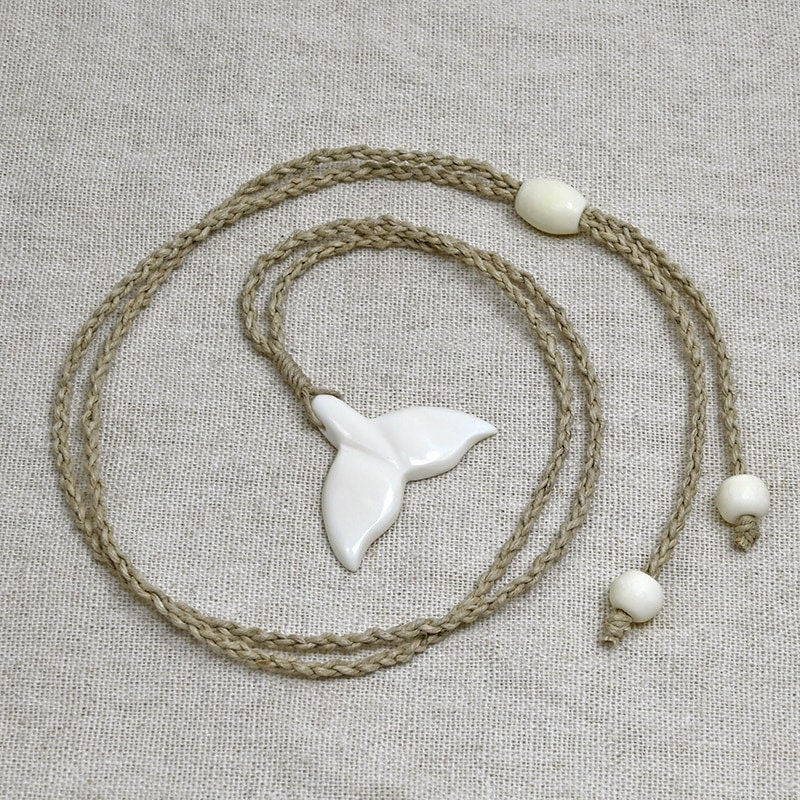 Whale Tail Carved Bone Pendant