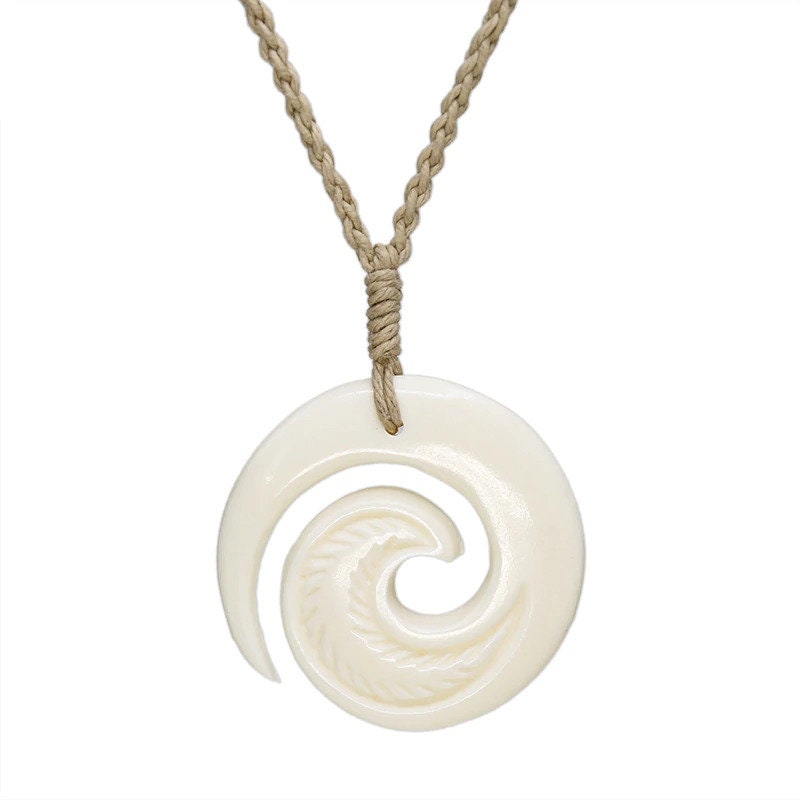 Bone Koru Spiral Carved Bone Pendant