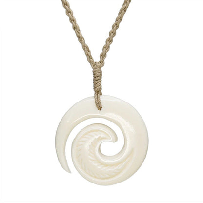 Bone Koru Spiral Carved Bone Pendant