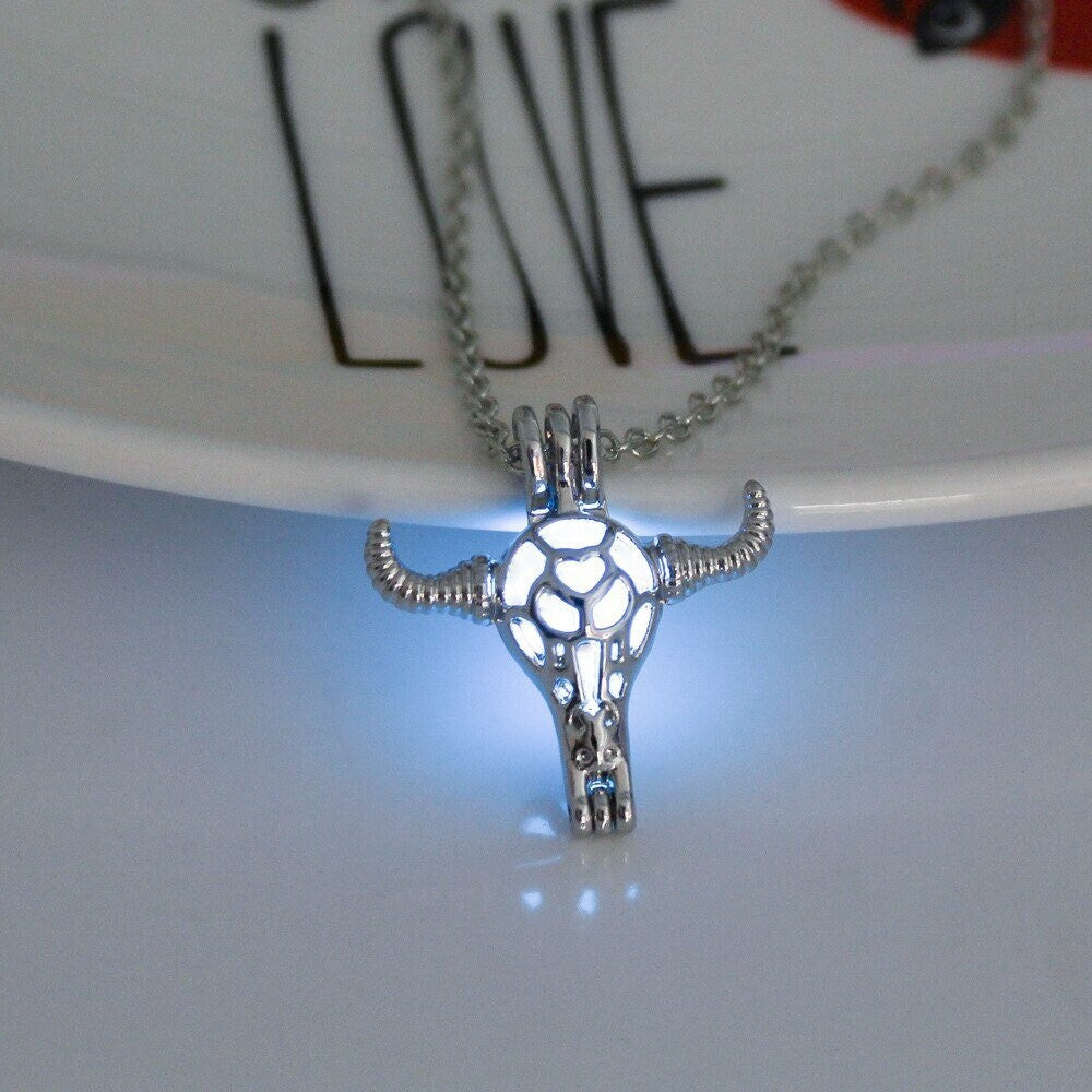 Glowing Cow Skull Pendant