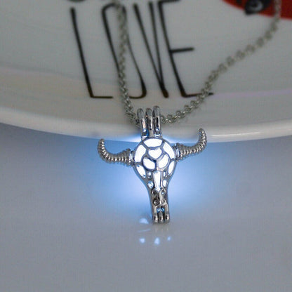 Glowing Cow Skull Pendant