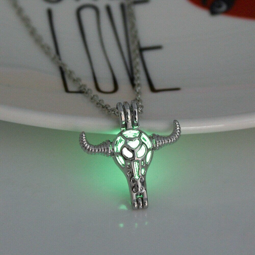 Glowing Cow Skull Pendant